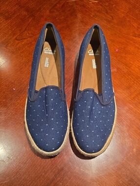 Clarks Navy Blue Espadrille Slip-On Flats